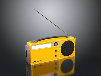 Vintage Yellow Blonder Portable Computer With Antenna Handle And Speaker 3d model