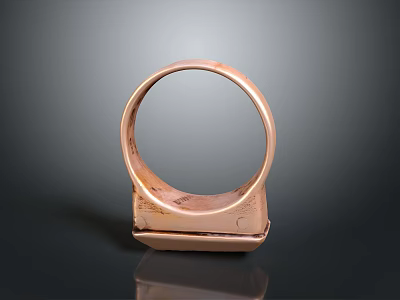 Copper Ring With Rectangular Base And Unique Design For Fashion Accessories 3d model