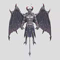 Demonic Fantasy Game Movie Character With Horns Wings And Scepter