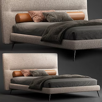 Modern fabric double bed 3d model