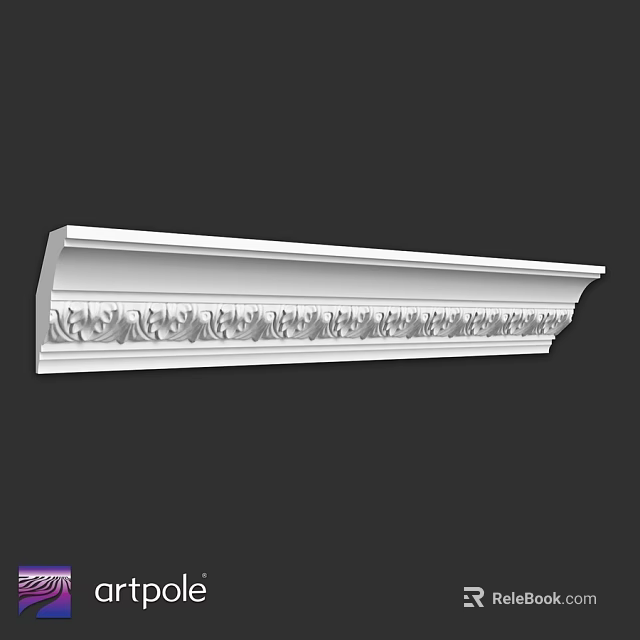 Architectural White Cornice With Ornate Carved Floral Patterns Design 3d model 