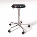 Modern Bar Stool With Black Seat Five Legged Stainless Steel Frame And Wheels