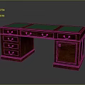 Classic Wooden Office Desk With Green Top Multiple Drawers And Storage Cabinet