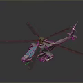 Military Helicopter With Rotor Blades Blue Cockpit And Weapon Systems