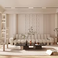 Modern Living Room Interior Design With White Sofa Black Coffee Table And Decorative Wall