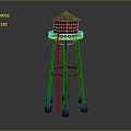 Wooden Water Tower Shaped Decorative Furniture With Roof And Support Legs
