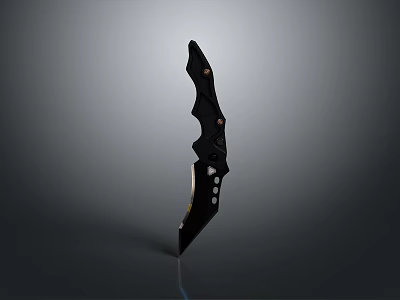 Tactical Black Knife With Unique Design Ergonomic Handle And Sharp Blade 3d model