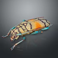 Vibrant Colored Beetle With Orange Yellow Stripes Blue Legs And Intricate Patterns