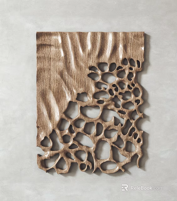 Wooden Wall Decor With Wavy Texture And Intricate Cutout Design For Modern Interior 3d model 