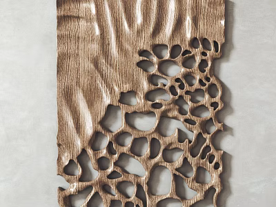 Wooden Wall Decor With Wavy Texture And Intricate Cutout Design For Modern Interior 3d model