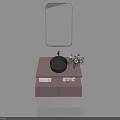 Modern Hinged Door Dressing Table With Mirror Drawers And Flower Decoration