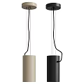 Modern Pendant Lights With Black And Beige Cylindrical Fabric Shades Design