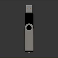 Sleek Metallic USB Flash Drive With Silver Black Exterior And Keyhole Feature