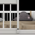 White Wooden Kids Bed With Guard Rails Mattress And Comfortable Pillow