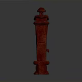 Red Decorative Household Column Ornament with Intricate Carvings and Ornate Top for Home Living Space