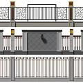 Building Exterior Wall With Various Railing Designs And Decorative Balcony Elements 3d model