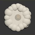 White Candle With Melted Wax And Burnt Wick On Dark Background