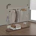 Modern Clothes Hanger Stand With Hanging Coats Hat Handbag Folded Clothes And Storage Basket