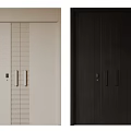 Light Beige and Dark Black Double Doors with Vertical Stripes Modern Design