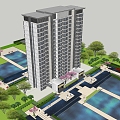 Modern Residential Building High-rise Residential Building 3d model