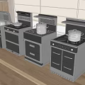 Modern Kitchen Interior With Four Independent Cooking Appliances On Window Countertop