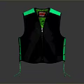 Black And Green Daily Use Vest With Zipper Side Straps And Inner Label