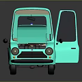 Light Blue Functional Utility Vehicle With Open Hood And Side Door 3d model
