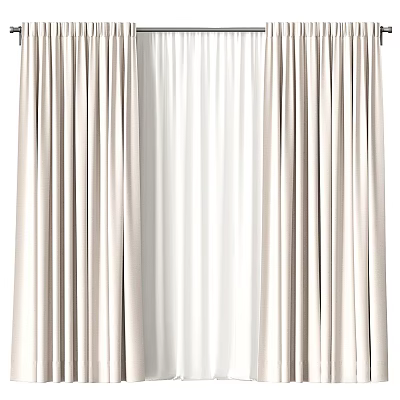 Elegant Beige Double Layer Curtains With Soft Fabric For Home Window Decor 3d model