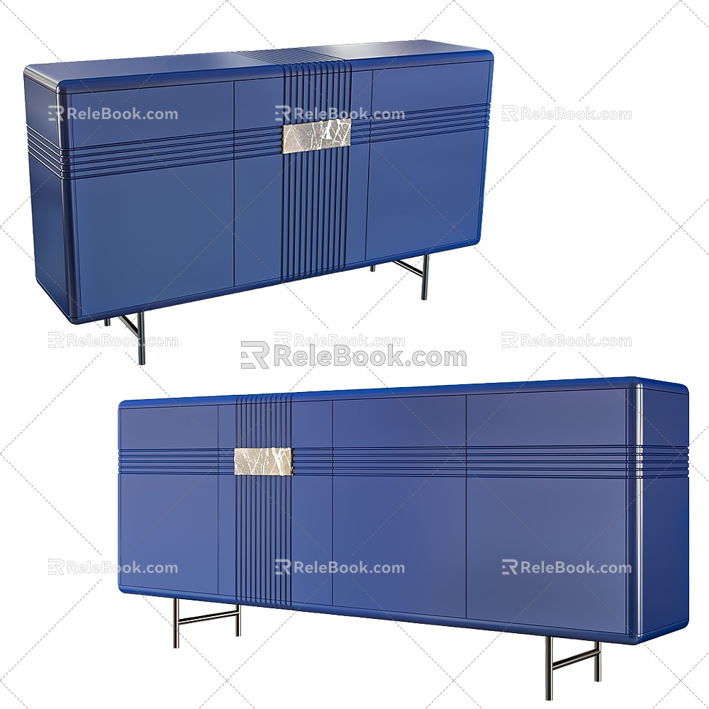 Modern Blue Side Cabinet 3d model