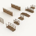 Various Wooden Bridge And Fence Models With Different Design Styles 3d model