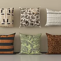 Decorative Throw Pillows With Various Geometric Striped Abstract Leaf Patterns And Fringe Details 3d model