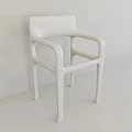 White Modern Single Chair With Armrests And Sleek Minimalist Design