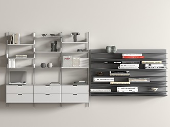 Modern bookshelf wall-mounted 3d model