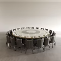 Modern Round Dining Table Set with Surrounding Chairs and Elegant Table Setting 3d model