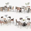 Elegant Modern Dining Table Set With Round Marble Top And Matching Chairs 3d model