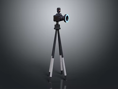 Advanced Computer Projector Device On Tripod Stand With Blue Light Lens 3d model