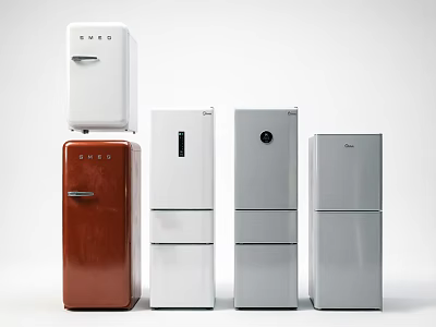 Various Colored Home Refrigerators With Different Styles For Modern Kitchens 3d model