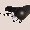 Black Cylindrical Device With Square Center And Mounted Linking Bar Design