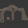Ancient Stone Archway Structure With Ruined Design Stone Ground And Small Container 3d model