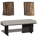 Natural Wooden Stump Stools And Modern Upholstered Bench Stool Home Decor