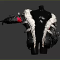 Black Leather Coat With White Fur Collar And Metal Buckles For Daily Wear