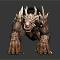 3D Rendered Ferocious Brown Monster Character With Sharp Spikes And Clawed Limbs