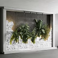 Modern Indoor Wall With Hanging Basket Green Plants And Fresh Foliage Decor