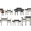 Chinese Traditional Paifang Archway Collection With Various Roof Structures And Styles