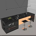 Modern Bar Counter Design With Marble Top Black Beige Storage Shelves And Bar Stools