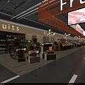 Supermarket Fruits Section With Fresh Produce Display And Shopping Carts