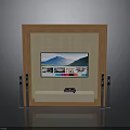 Modern TV Wall Unit Design With Flat Screen TV Wooden Panel And Metal Columns