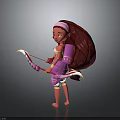 Fantasy Female Archer Character With Bow Arrow And Shell Creature Backpack Design