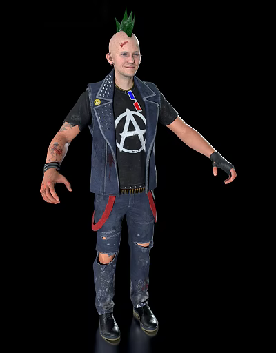 Realistic Gangster Bastard Modern Realistic Man Bastard Punk Gangster European White Tattoo Male 3d model
