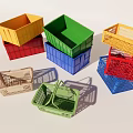Colorful Plastic Storage Baskets Mesh Design Stackable Handles For Home Use